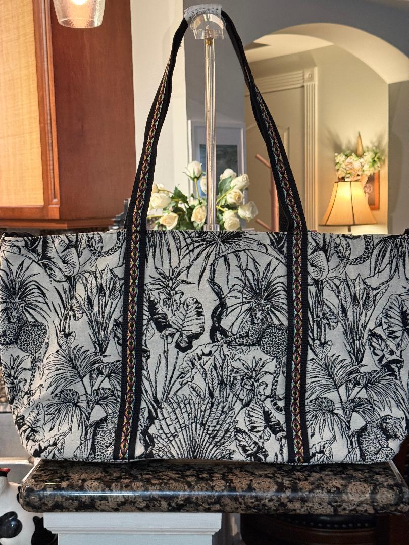 Trending Beaded Bags and Resort Collection - America & Beyond Tropical Leopard Beaded Tote