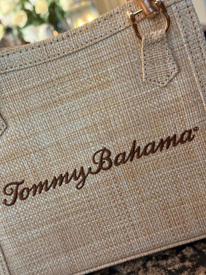 Trending Beaded Bags and Resort Collection - Tommy Bahama Small Wicker Tote w/ Bamboo Handles