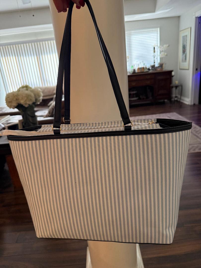 Trending Beaded Bags and Resort Collection - Tommy Hilfiger Blue Striped Shopping Tote