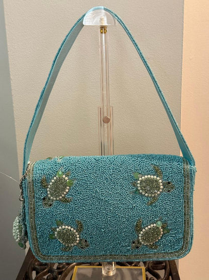 Trending Beaded Bags and Resort Collection - Baby Blue Sea Turtles with Matching Bag Charm