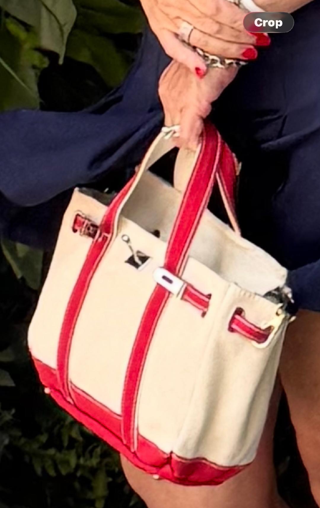 Trending Beaded Bags and Resort Collection - BOATKIN SMALL Red/White Canvas Tote Bag