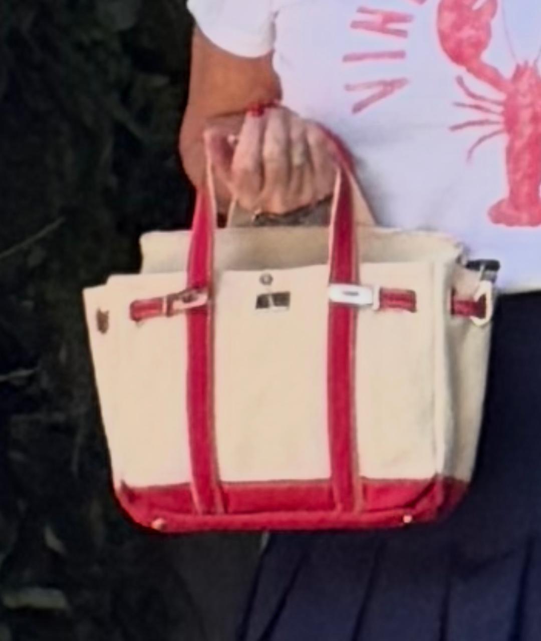 Trending Beaded Bags and Resort Collection - BOATKIN SMALL Red/White Canvas Tote Bag