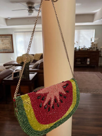 Trending Beaded Bags and Resort Collection - Watermelon Beaded Crossbody Bag