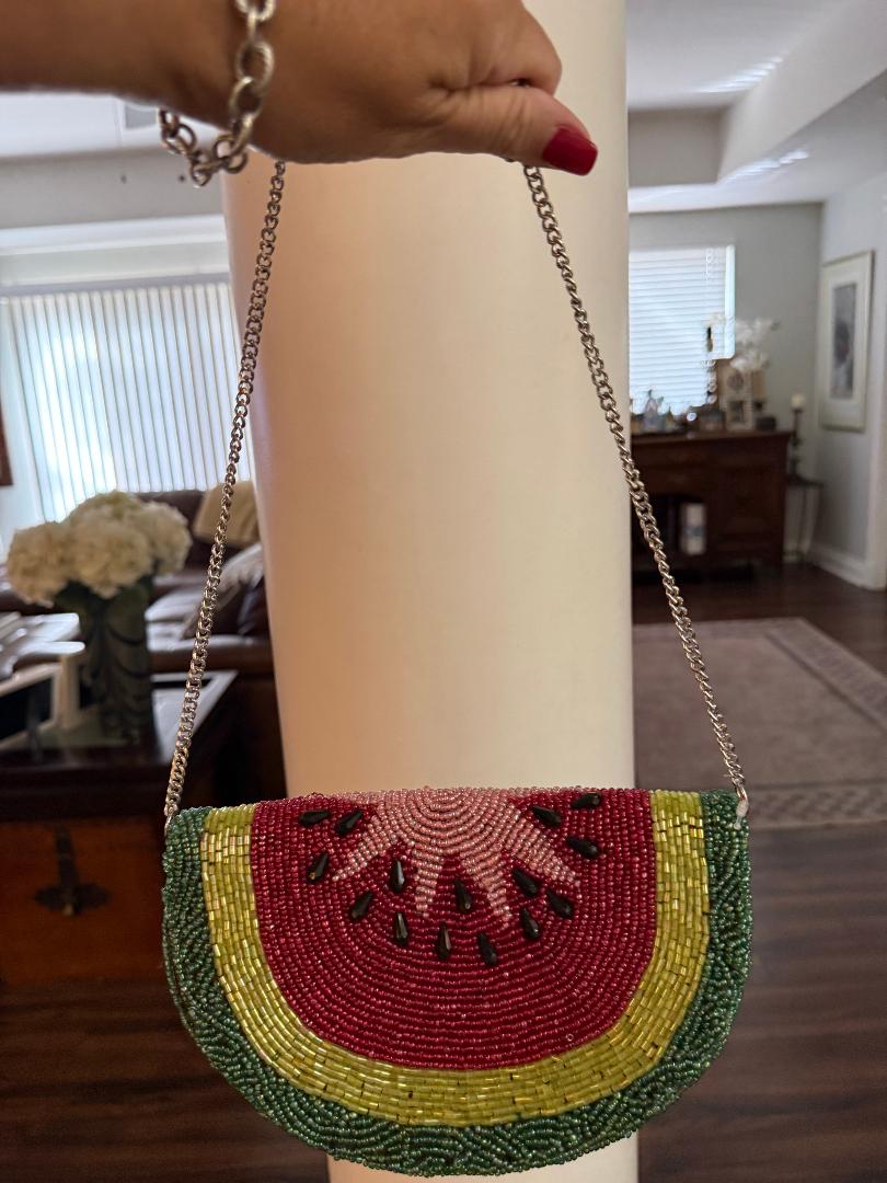 Trending Beaded Bags and Resort Collection - Watermelon Beaded Crossbody Bag