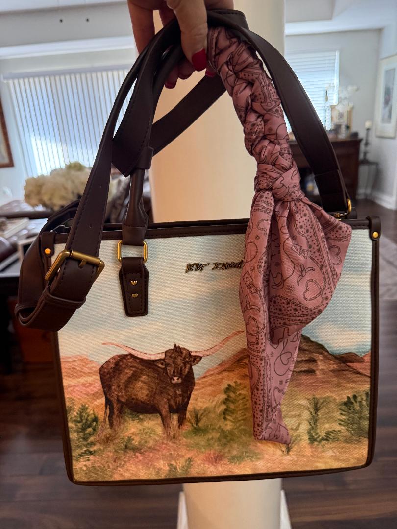 Trending Beaded Bags and Resort Collection - Betsey Johnson Longhorn Western Tote Bag