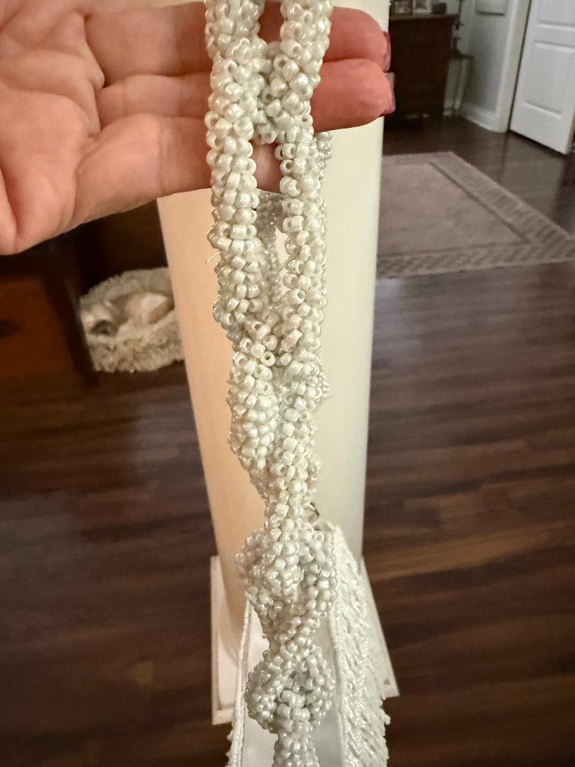 Trending Beaded Bags and Resort Collection - White Chain Link Beaded Shoulder Bag