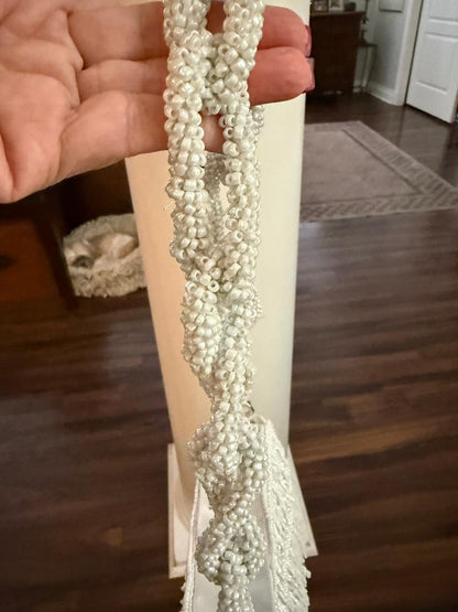 Trending Beaded Bags and Resort Collection - White Chain Link Beaded Shoulder Bag