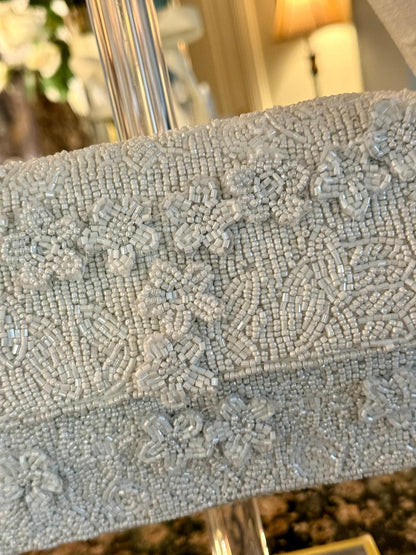 Trending Beaded Bags and Resort Collection - White Floral Shoulder Bag