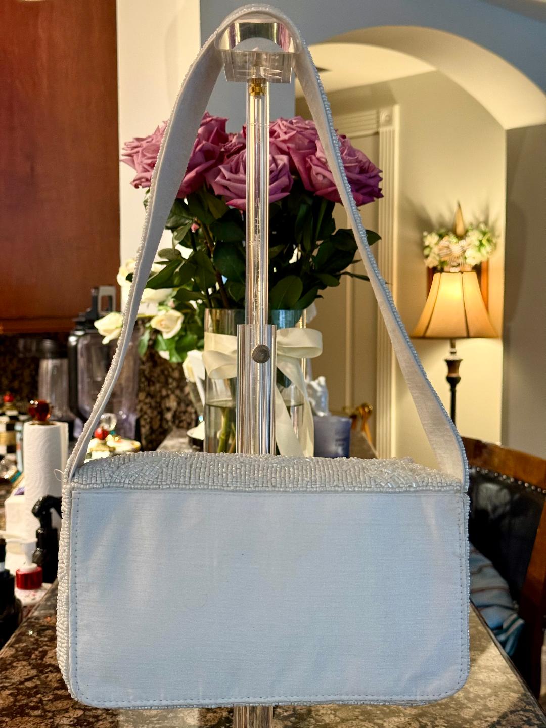 Trending Beaded Bags and Resort Collection - White Floral Shoulder Bag