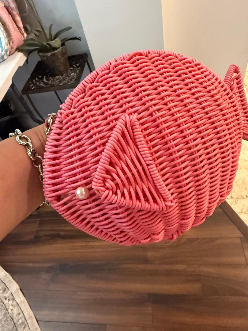 Trending Beaded Bags and Resort Collection - Tommy Bahama Pink Wicker Fish