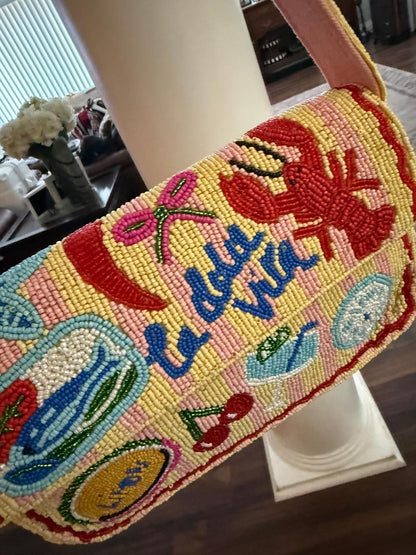Trending Beaded Bags and Resort Collection - America & Beyond Yellow La Dolce Vita Beaded Shoulder Bag