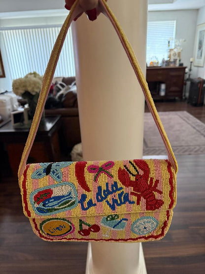 Trending Beaded Bags and Resort Collection - America & Beyond Yellow La Dolce Vita Beaded Shoulder Bag