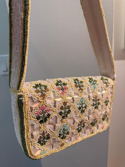 Trending Beaded Bags and Resort Collection - Yellow Floral Triangle Pattern