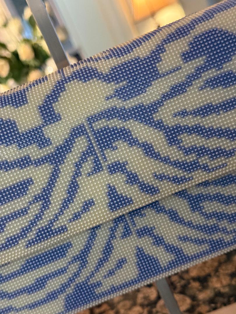 Trending Beaded Bags and Resort Collection - Baby Blue Zebra Beaded Shoulder Bag