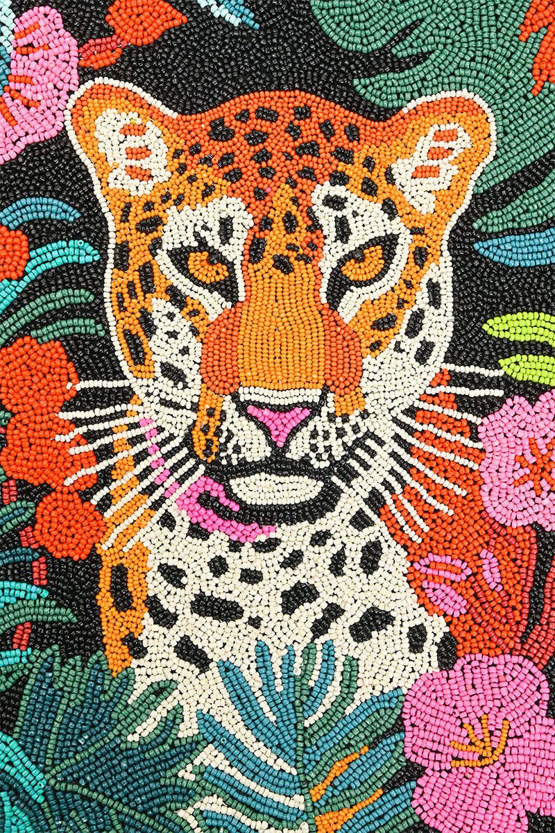 America & Beyond - Tropical Leopard Beaded Tote