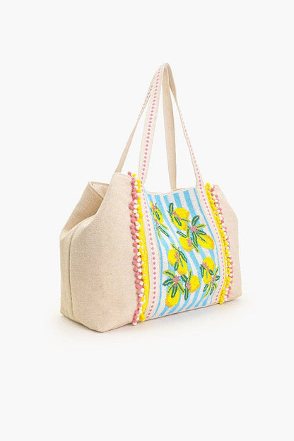 America & Beyond - Limoncello Beaded Tote