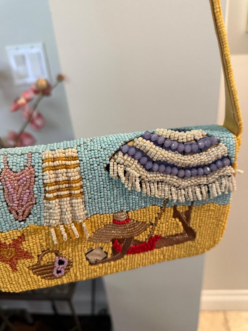 Trending Beaded Bags and Resort Collection - Beach Day with Girl and Umbrella