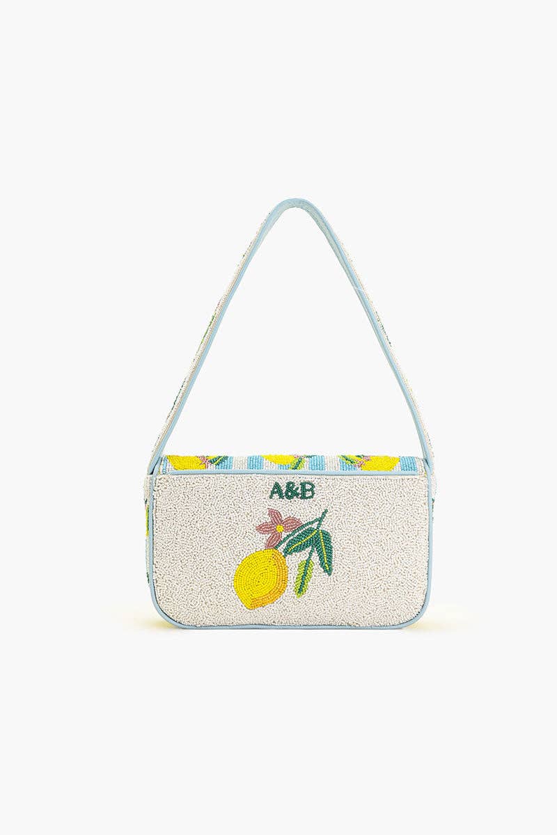 America & Beyond - Limoncello Blue White Striped Lemon Shoulder Bag