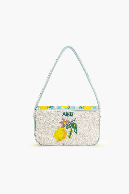 America & Beyond - Limoncello Blue White Striped Lemon Shoulder Bag