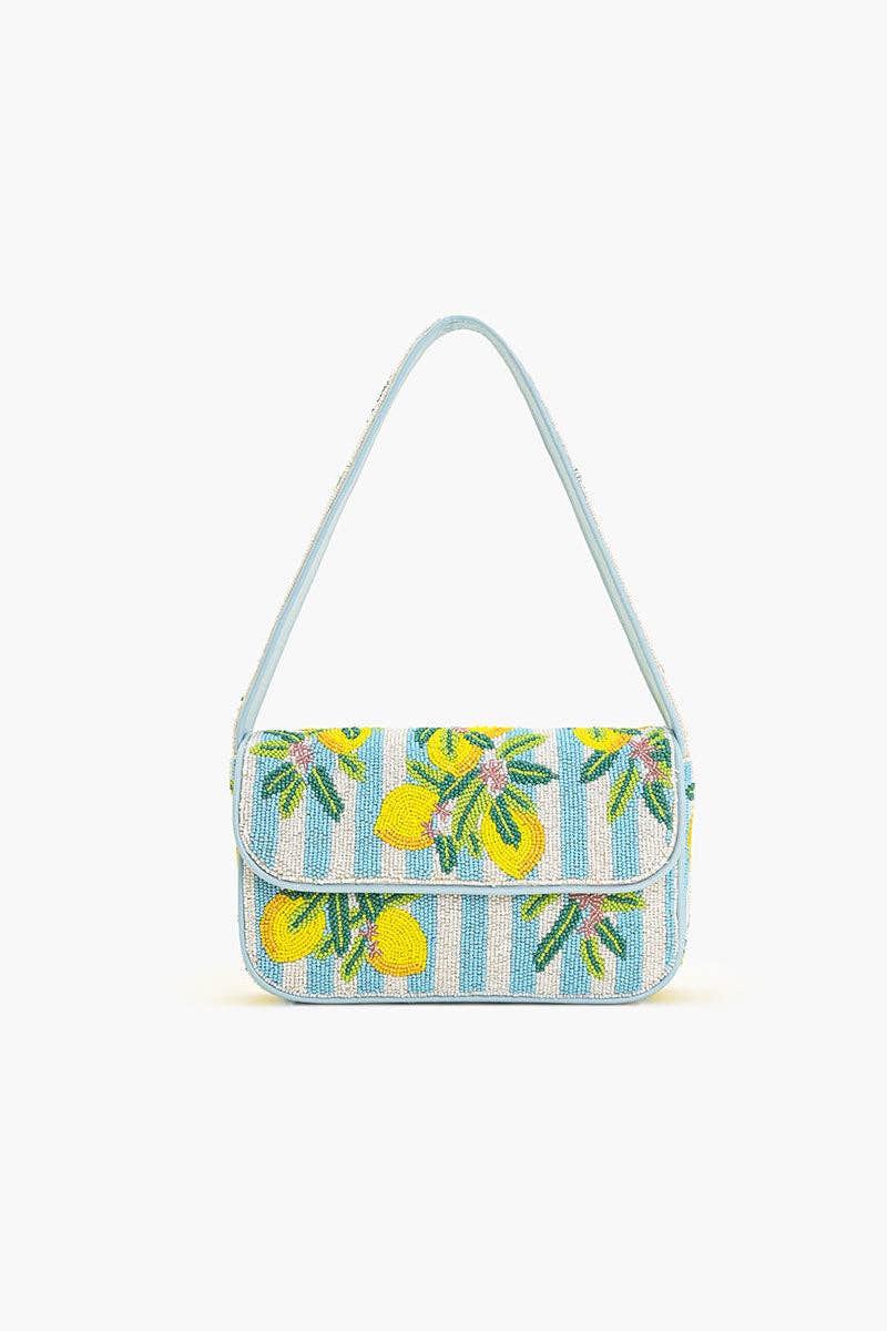 America & Beyond - Limoncello Blue White Striped Lemon Shoulder Bag