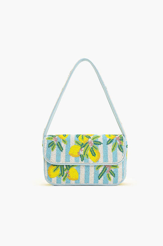 America & Beyond - Limoncello Blue White Striped Lemon Shoulder Bag