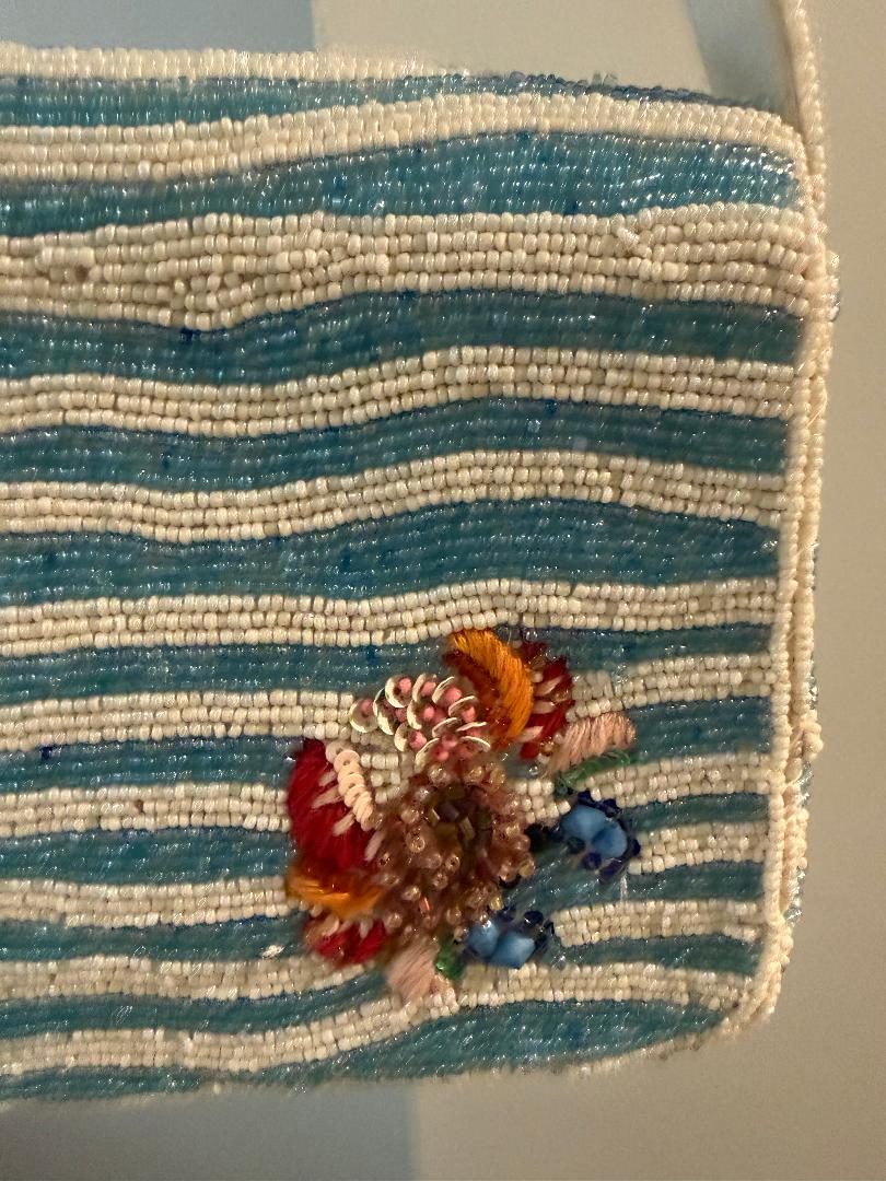 Trending Beaded Bags and Resort Collection - Crab Blue Multi Striped