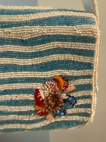 Trending Beaded Bags and Resort Collection - Crab Blue Multi Striped