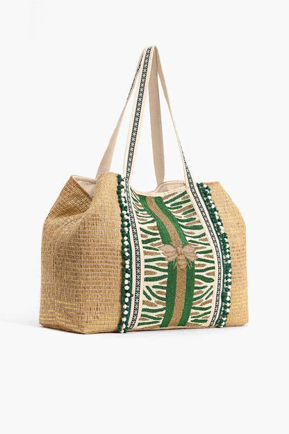 America & Beyond - Bee Green Beaded Embellished Tote