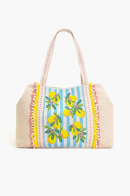 America & Beyond - Limoncello Beaded Tote