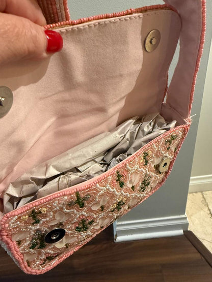 Trending Beaded Bags and Resort Collection - Pink Floral Triangle Pattern