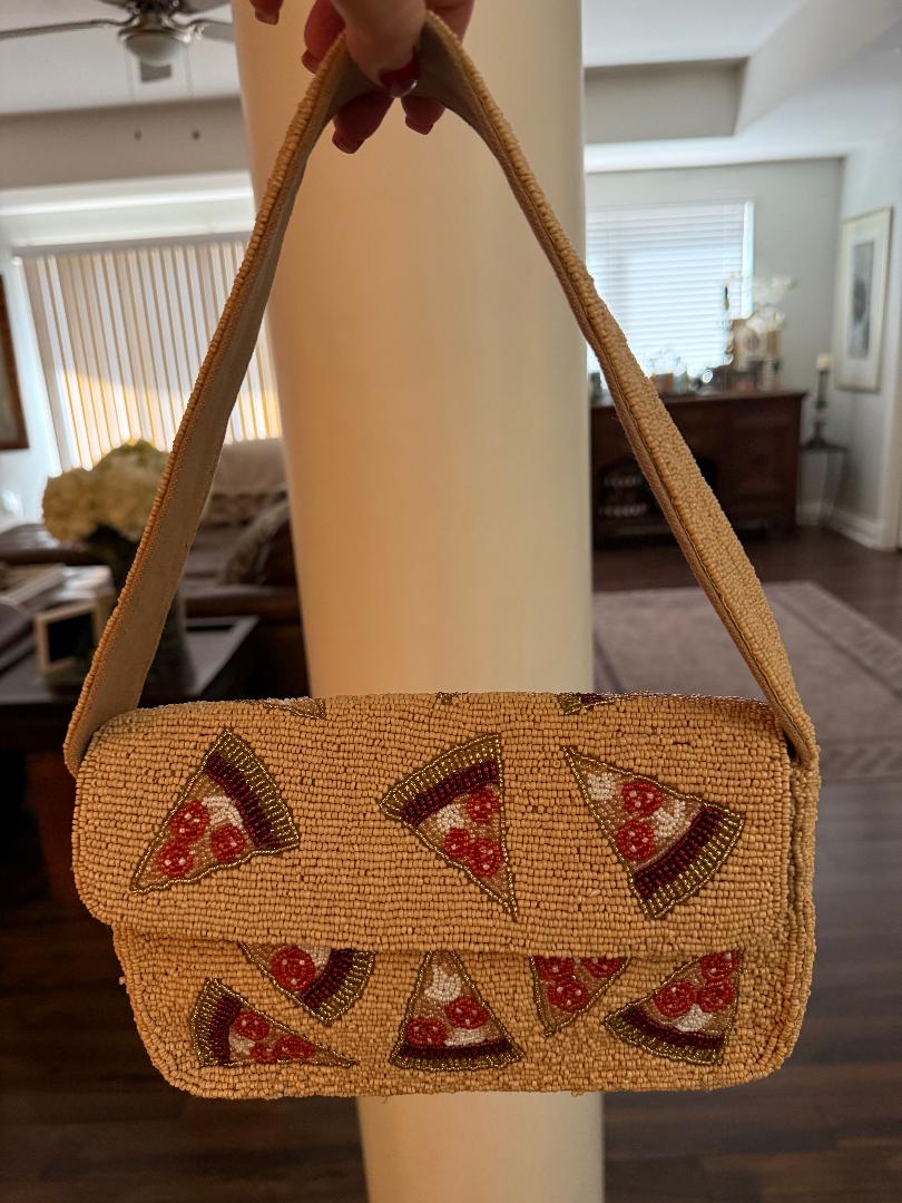 Trending Beaded Bags and Resort Collection - Pizza Beaded Shoulder Bag