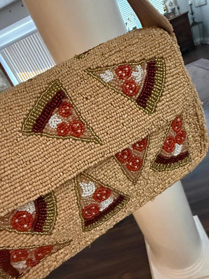 Trending Beaded Bags and Resort Collection - Pizza Beaded Shoulder Bag