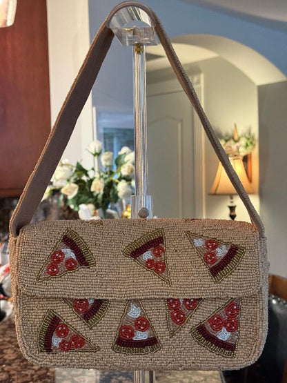 Trending Beaded Bags and Resort Collection - Pizza Beaded Shoulder Bag