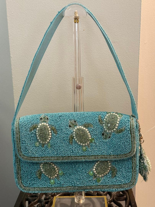 Trending Beaded Bags and Resort Collection - Baby Blue Sea Turtles with Matching Bag Charm